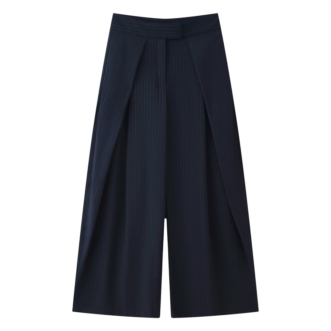 Damer vidt skjært culotte-bukse med elegante folder og høy midje Skjora