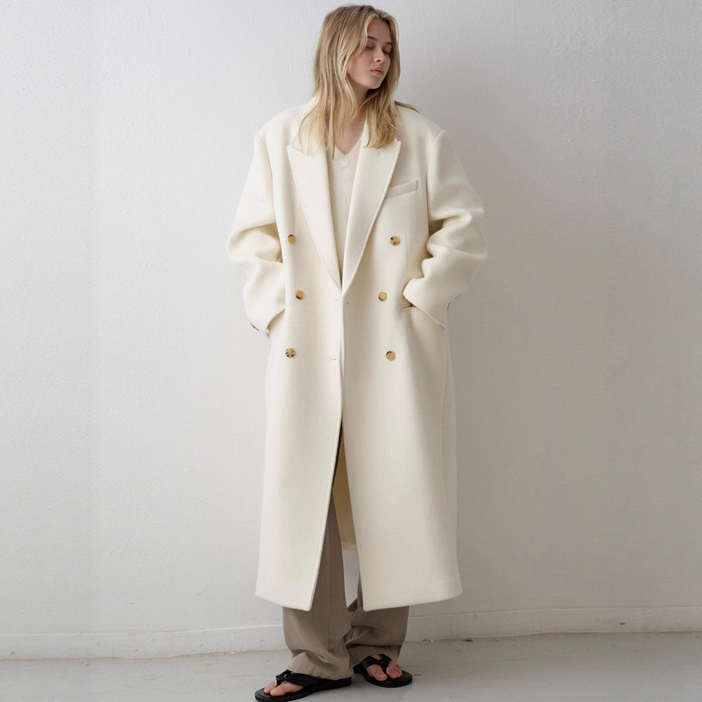 Damer Lenger Oversized-Kåpe med dobbel knappestolpe Skjora