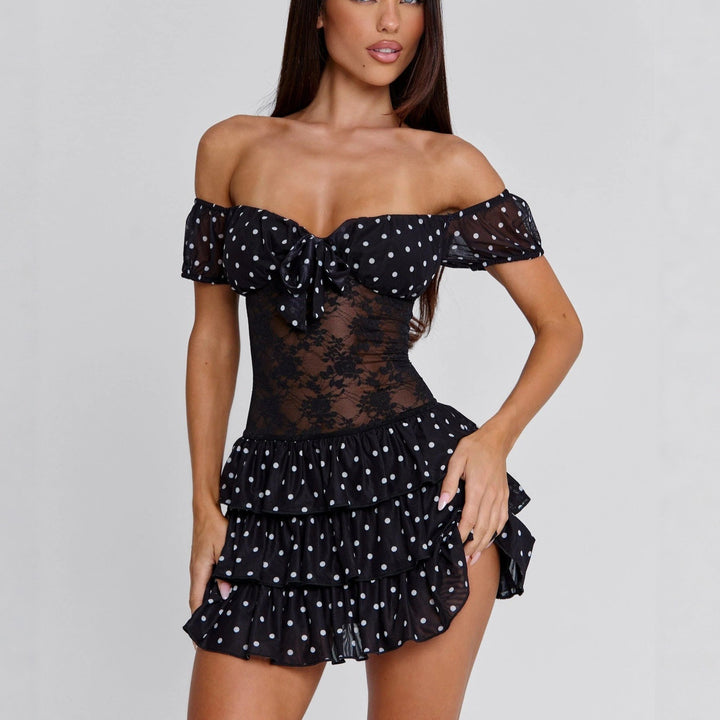 Dame Lekent Off-Shoulder Kjole med Volangdetaljer Skjora