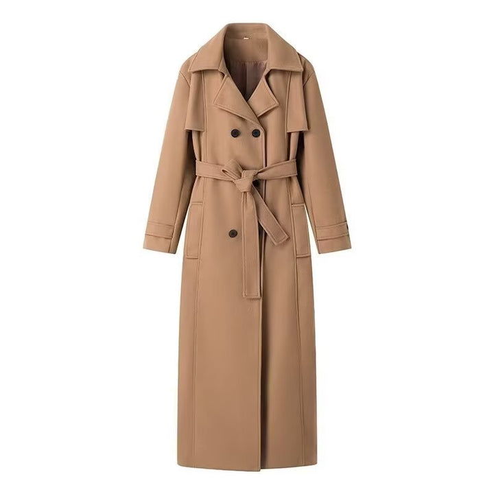 Kvinne Elegante Trench Coat med Livrem og Dobbel Knapplukking Skjora
