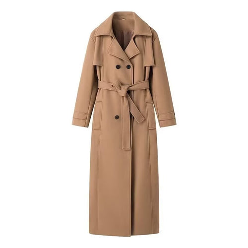 Kvinne Elegante Trench Coat med Livrem og Dobbel Knapplukking Skjora