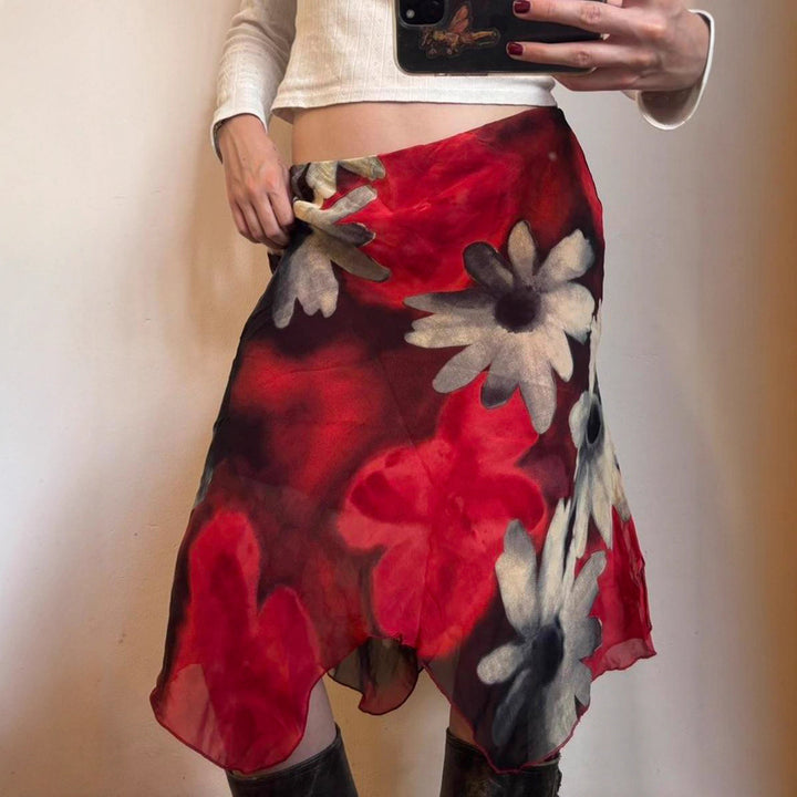 Dame fritidsbukser med blomsterdesign og elastisk midjebånd Skjora