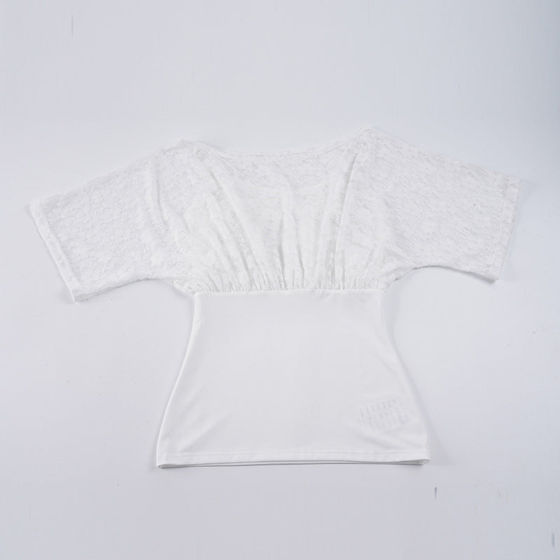 Dame elegant spissbluse med inntilt snitt og voluminøse ermer Skjora