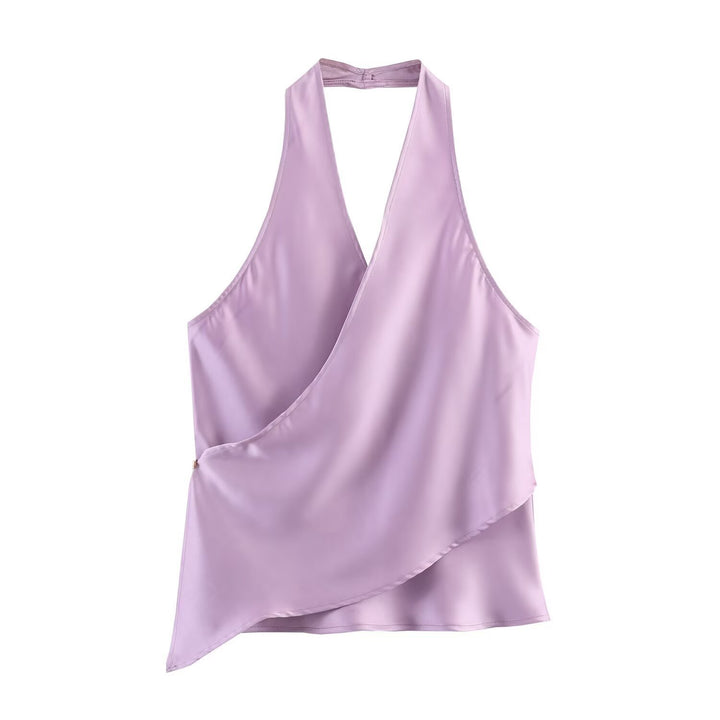Dame omslagsbluse med V-hals Skjora