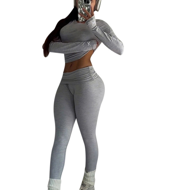 Damer Sporty Sett med langt ermet topp og leggings Skjora