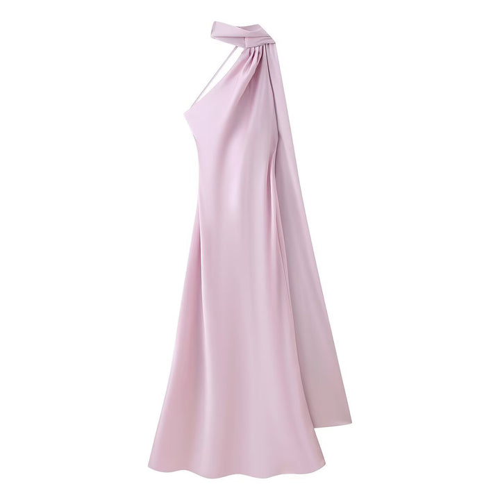 Dame Maxikjole med elegant halterneck og flytende snitt Skjora