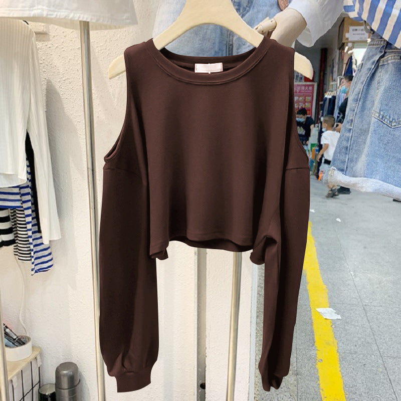 Kvinnenes casual crop topp med lange ermer