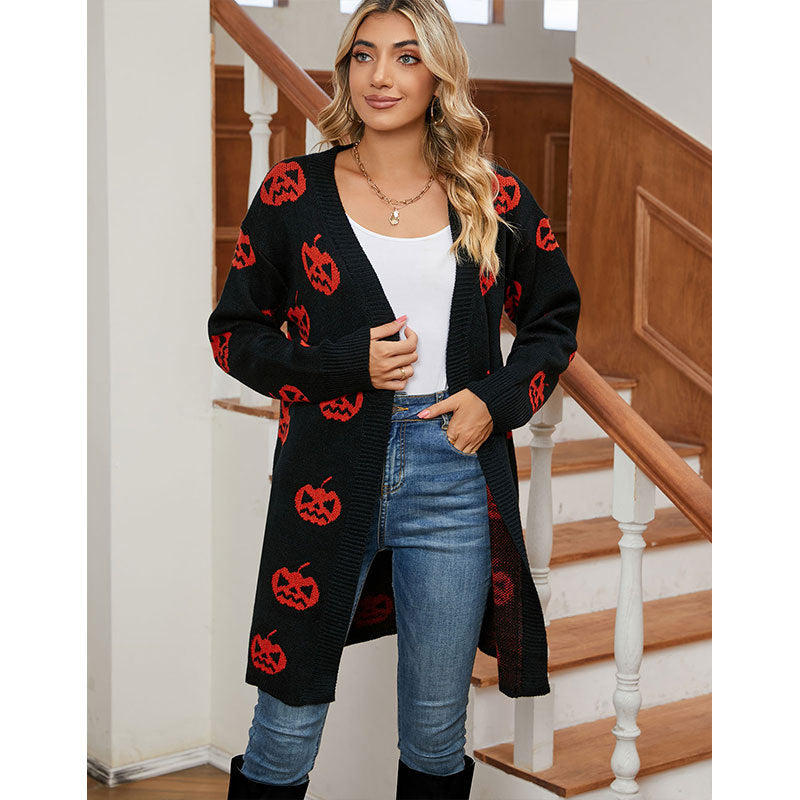 Dames cardigan med Halloween motiv Skjora