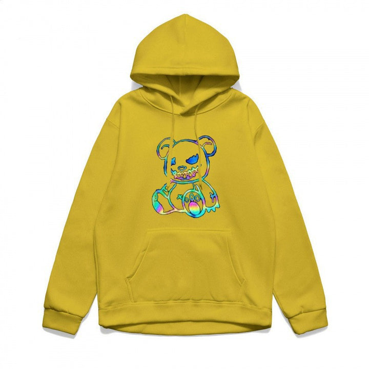 Damer hoodie sweatshirt med kult bjørnemotiv og behagelig passform Skjora
