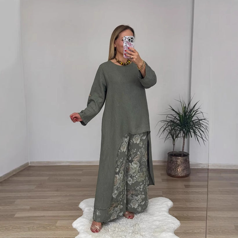 Dame Casual Langermet Skjorte med Asymmetrisk Hem Skjora