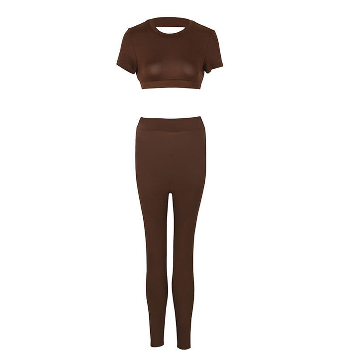 Dame Sett med cropped topp og figurpassende leggings Skjora
