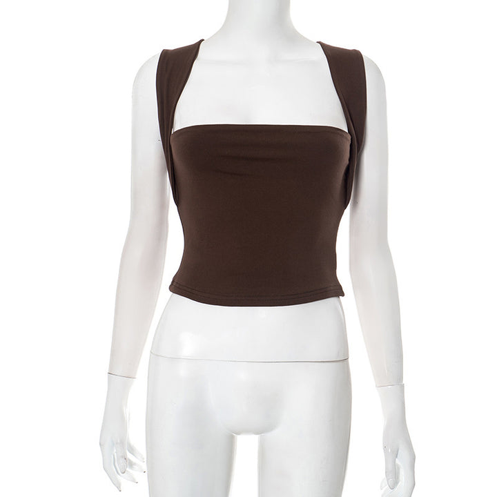 Dame moderne Crop-Top med smale stropper og figurnær passform Skjora