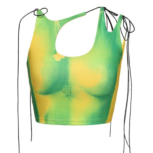 Dame Crop-Top med asymmetrisk utringning og justerbare stropper Skjora