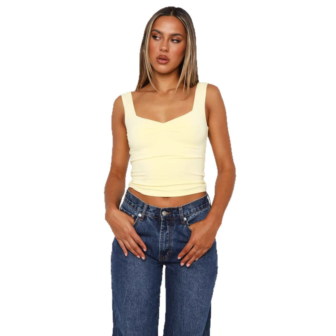 Damer figurtilpasset Crop-Top med brede stropper og V-hals Skjora