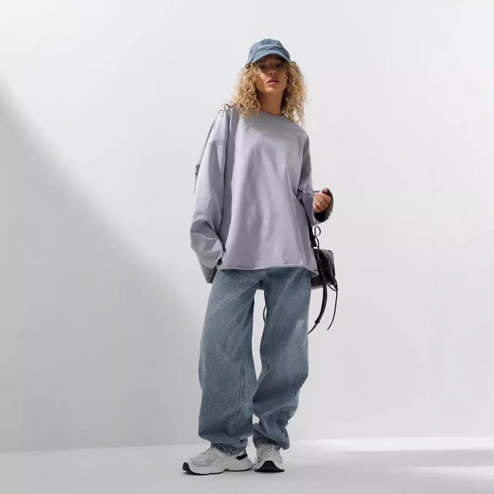 Dame casual oversized sweatshirt med droppede skuldre Skjora