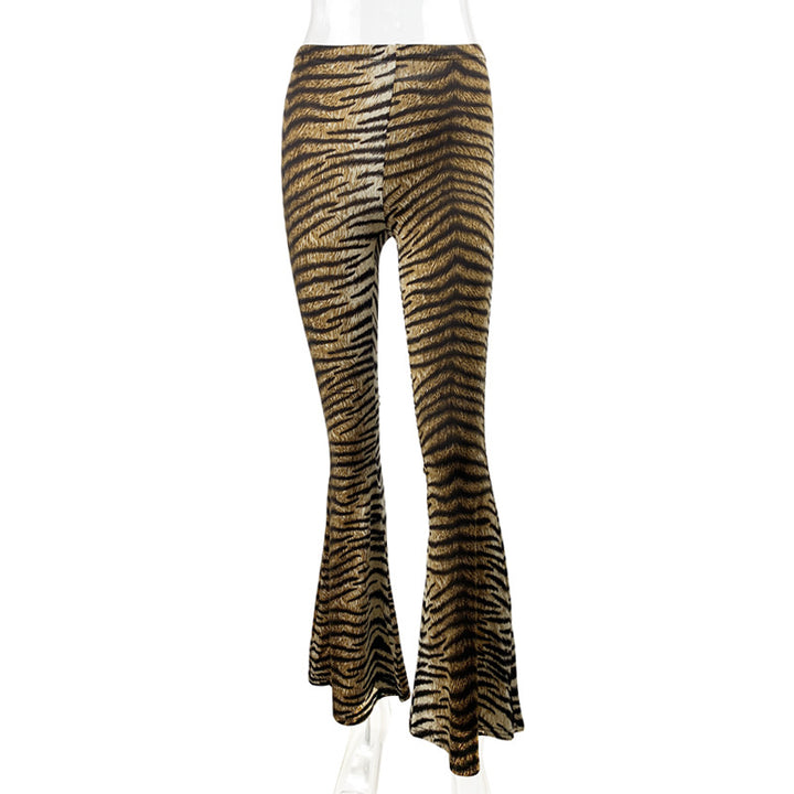 Dame Flared Leggings i dyreprint Tigerstrikk-vask Skjora