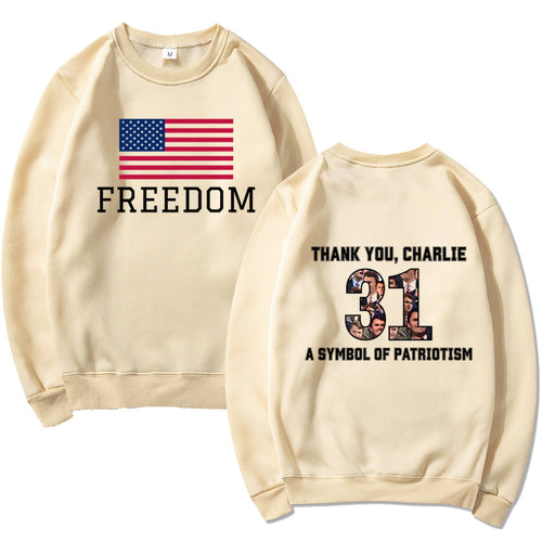 Kvinnesweatshirt med patriotisk trykk og mykt materiale Skjora