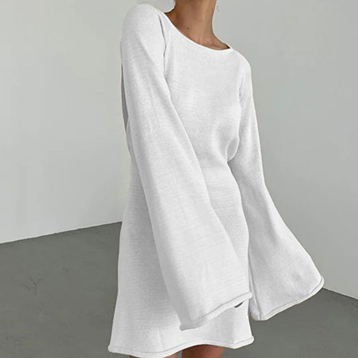 Damen lässiges Strickkleid mit weiten Ärmeln und Rundhalsausschnitt Skjora