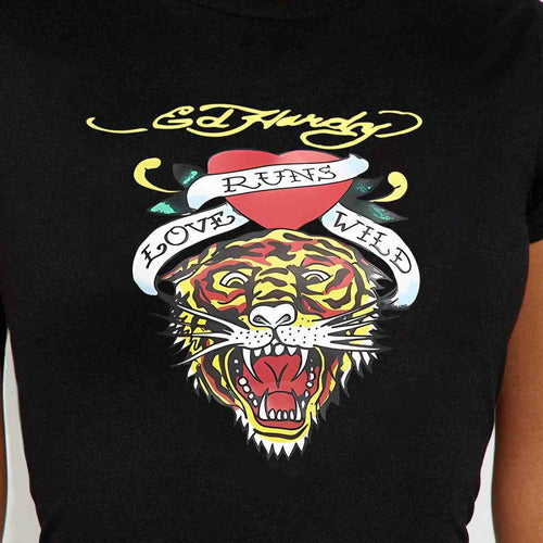 Dame T-skjorte med kreativt tigermotiv og inspirerende tekst Skjora