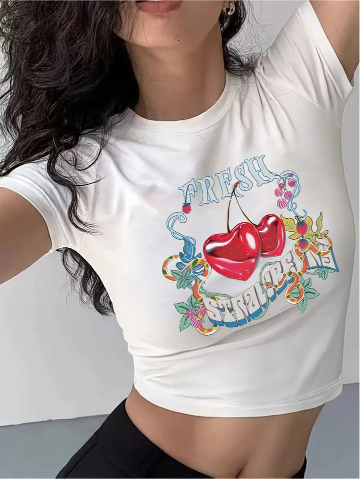 Dame Crop-Top med innovativt spindelnett-design Skjora