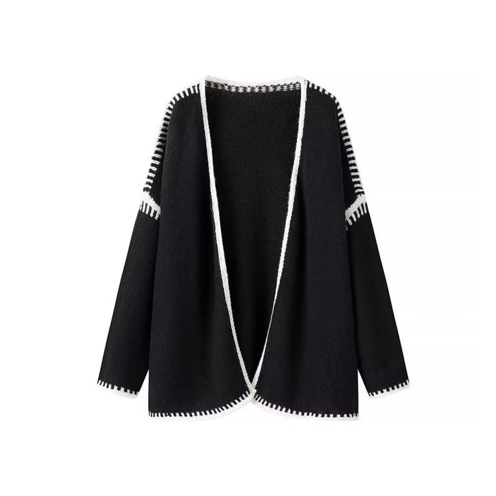 Kvinnenes åpne cardigan med elegante kontrastsømmer Skjora