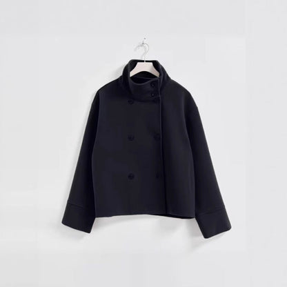 Skjora | Dame Modisk Cropped Jakke med høy Krage og dobbel knappeliste