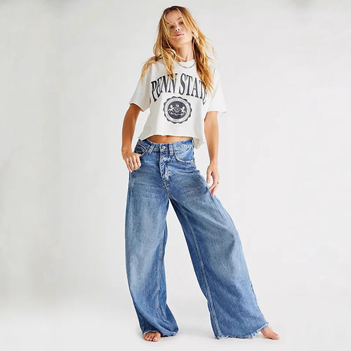 Dame størrelse Høy midje jeans Skjora
