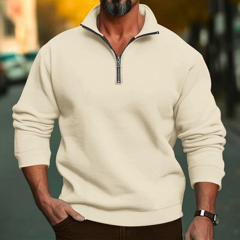 Herresweatshirt med halv glidelås og koselig fleece Skjora