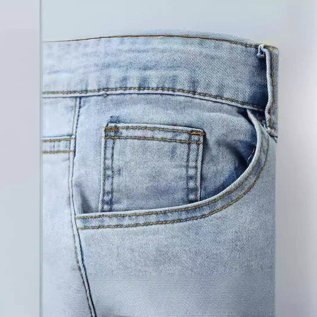 Herrer ødelagte jeans med moderne distressed-effekter Skjora