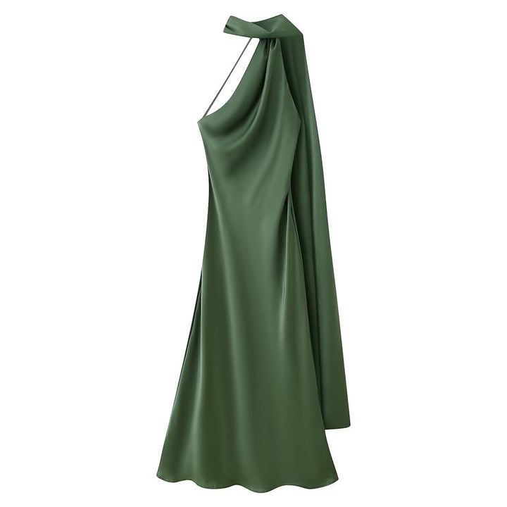 Dame Maxikjole med elegant halterneck og flytende snitt Skjora
