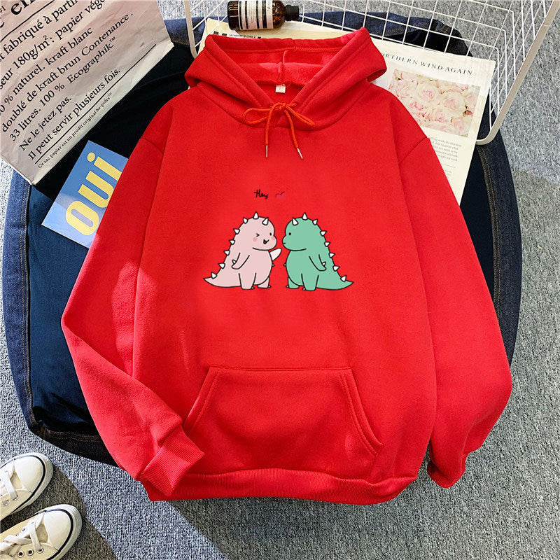 Damen Kapuzenpullover mit verspieltem Dinosaurier-Motiv Skjora