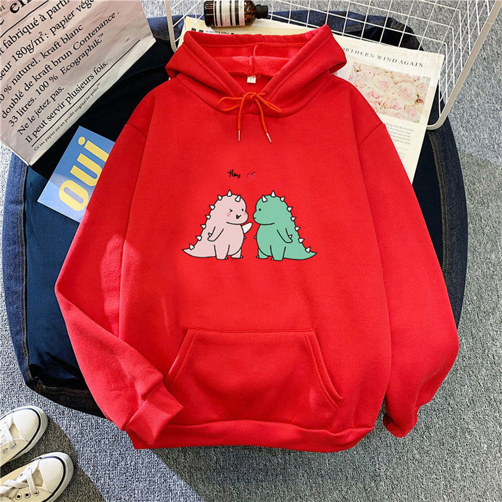 Damen Kapuzenpullover mit verspieltem Dinosaurier-Motiv Skjora