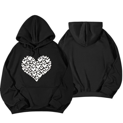 Dame Hoodie Sweatshirt med Stor Hjerte Design Skjora