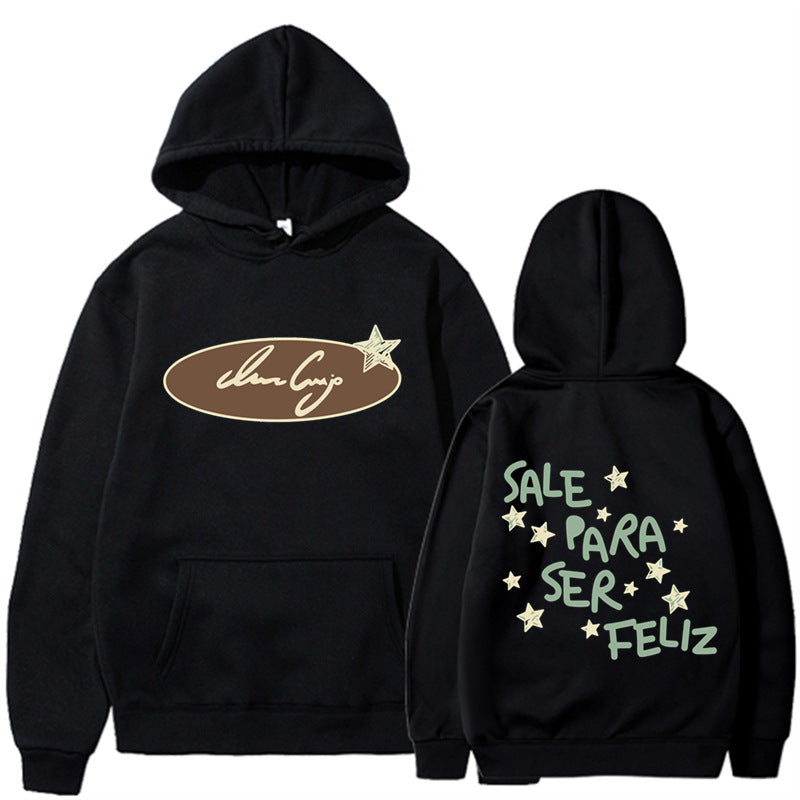 Kvinnes hettegenser med kreativ tekst og iøynefallende design Skjora