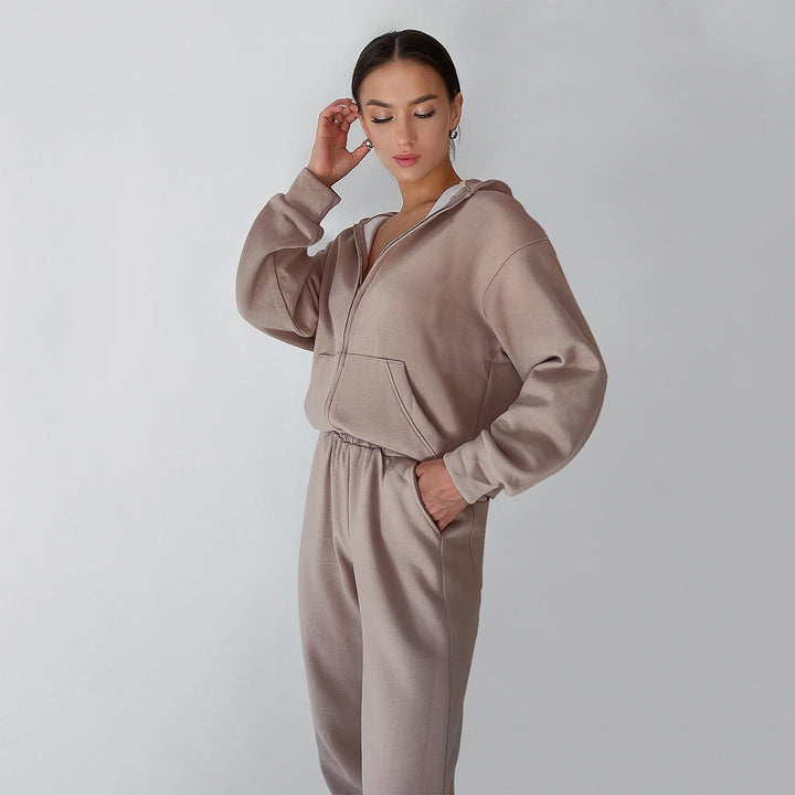 Kvinne behagelig fleece jumpsuit med glidelås Skjora