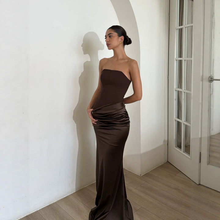 Dame Bodycon Kveldskjole med elegant Drapering Skjora