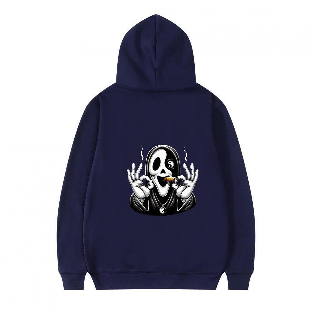 Dame hoodie med kunstnerisk hodeskalleprint og avslappet passform Skjora