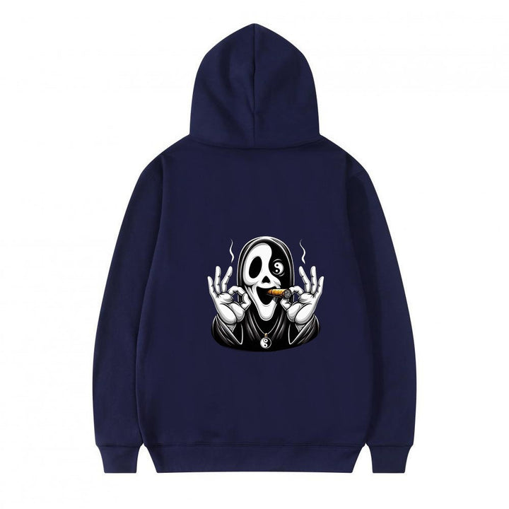 Dame hoodie med kunstnerisk hodeskalleprint og avslappet passform Skjora