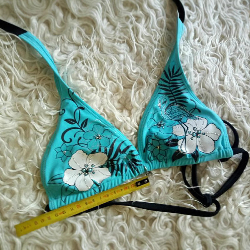 Dame-bikini-sett med blomsterdesign og justerbare stropper Skjora