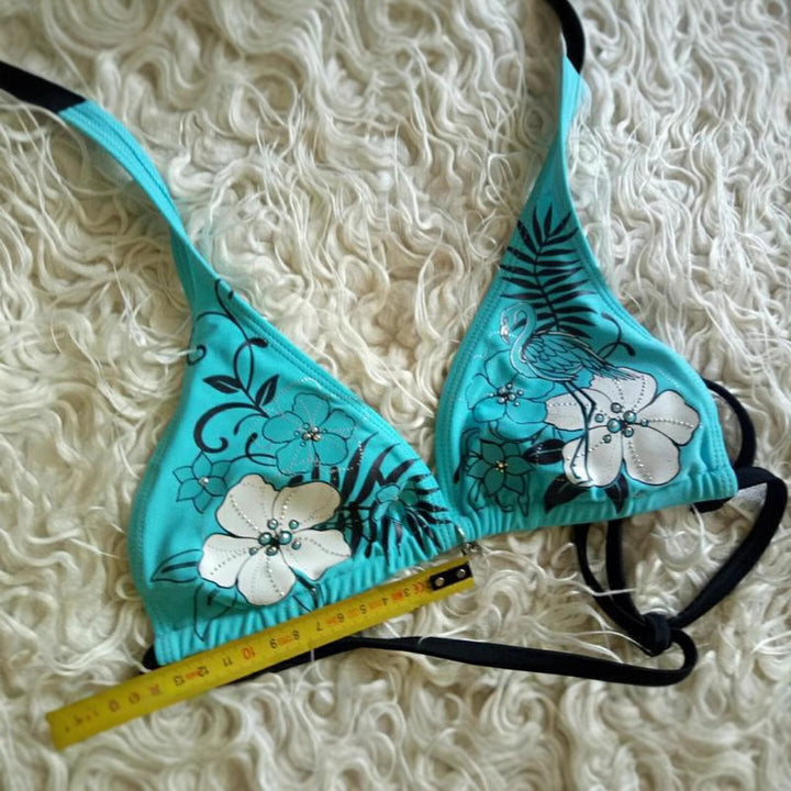 Dame-bikini-sett med blomsterdesign og justerbare stropper Skjora