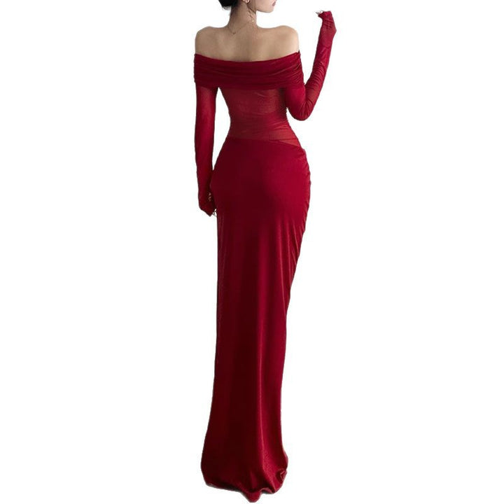 Dame Off-Shoulder Maxikjole med figurnær design og rynking Skjora