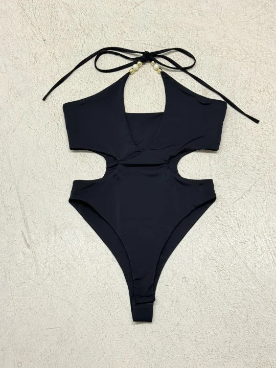 Dame Cut-Out Badedrakt med rynker og justerbare stropper Skjora