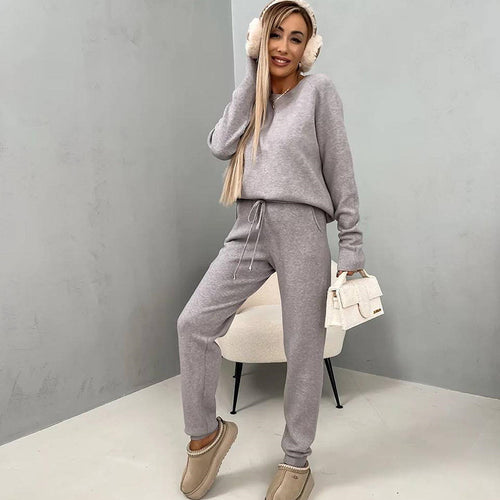 Damek Casual Fleece Treningsdrakt med Praktiske Lommer og Elastisk Midjebånd Skjora