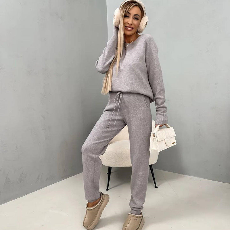 Kvinne Komfortabel Fleece Lounge Sett med Elastisk Liv og Mykt Materiale Skjora