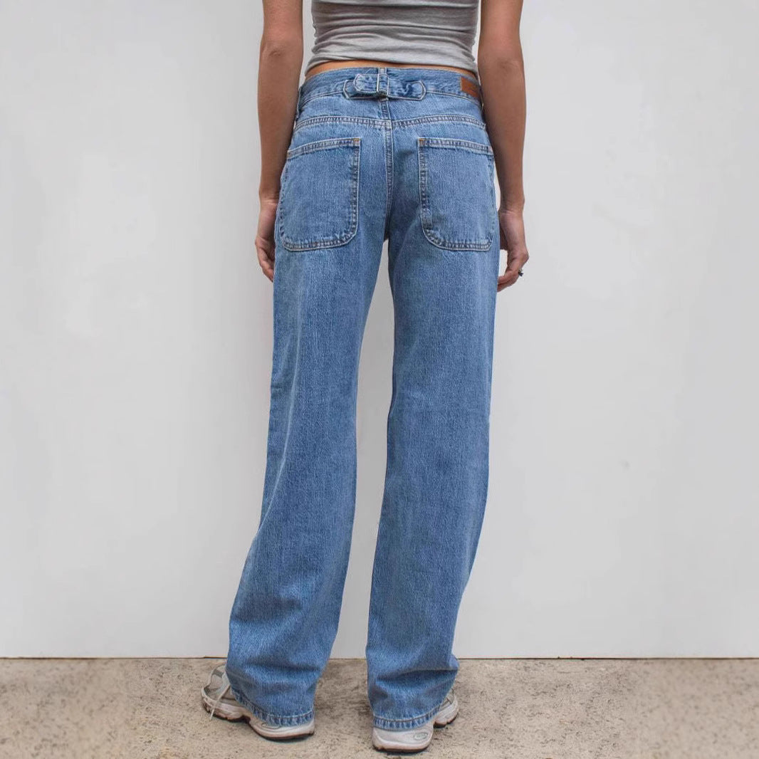Dame vidde jeans med avslappet snitt og frayed kant Skjora