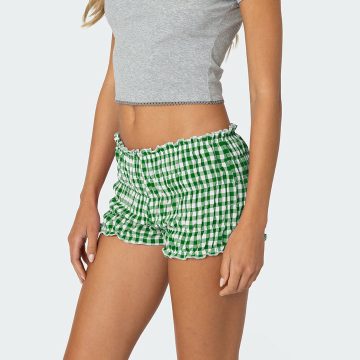 Dame volangshorts i Vichy-design Skjora