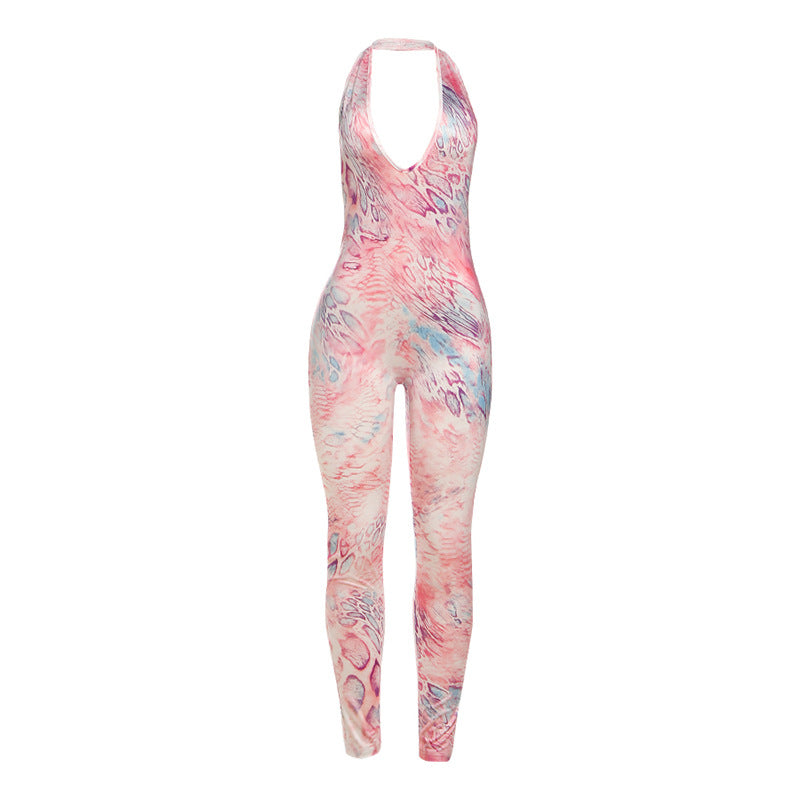 Dame Bodycon Jumpsuit med smal snitt og dyp V-hals Skjora