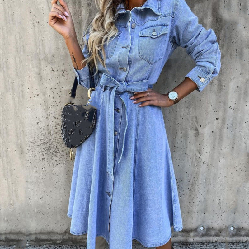 Skjora denimkjole for kvinner