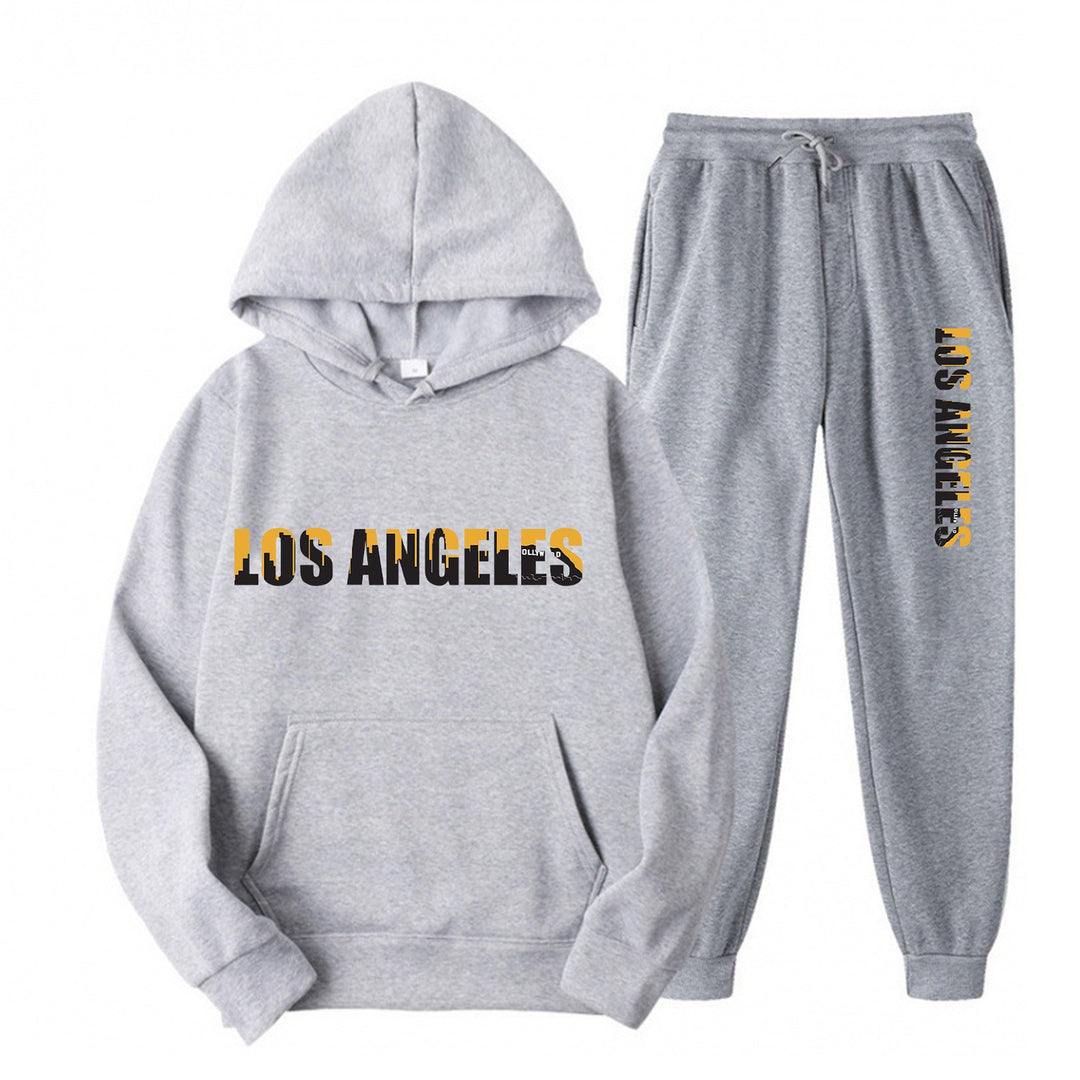 Dames fritid hettegensere og joggebukse sett med casual Los Angeles tekst Skjora