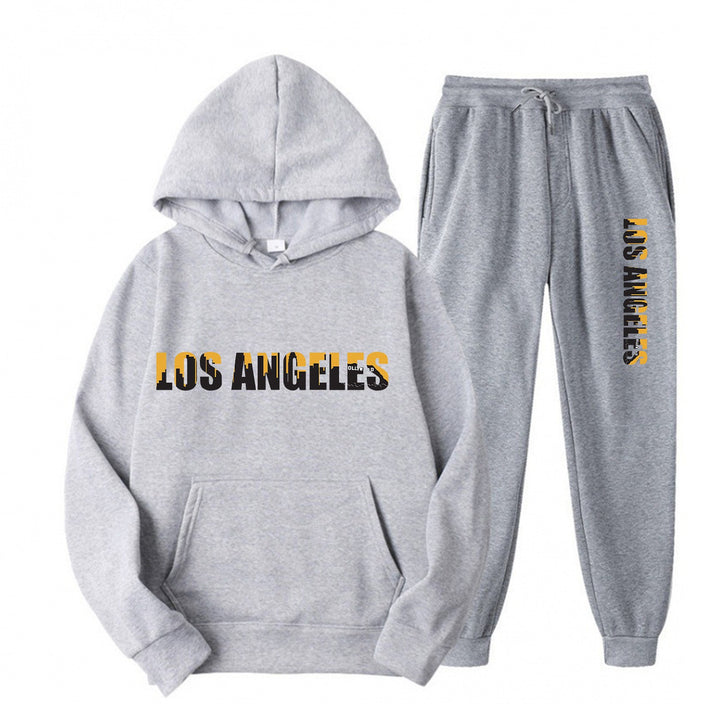 Dames fritid hettegensere og joggebukse sett med casual Los Angeles tekst Skjora